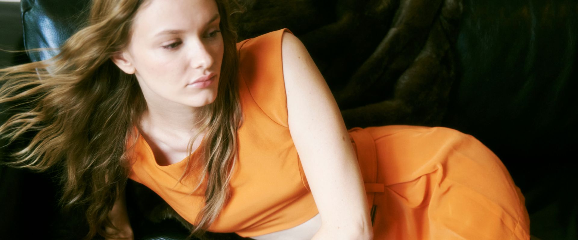 Orange Mini Skirt And Blouse Erika