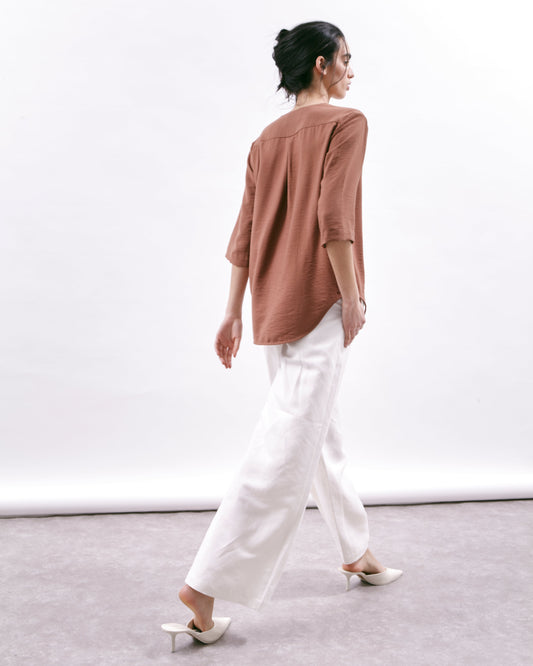 White Linen and Viscose Trousers St. Tropez