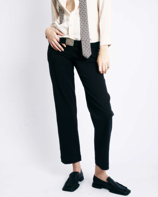 Pantalon Noir Taille Haute Droit