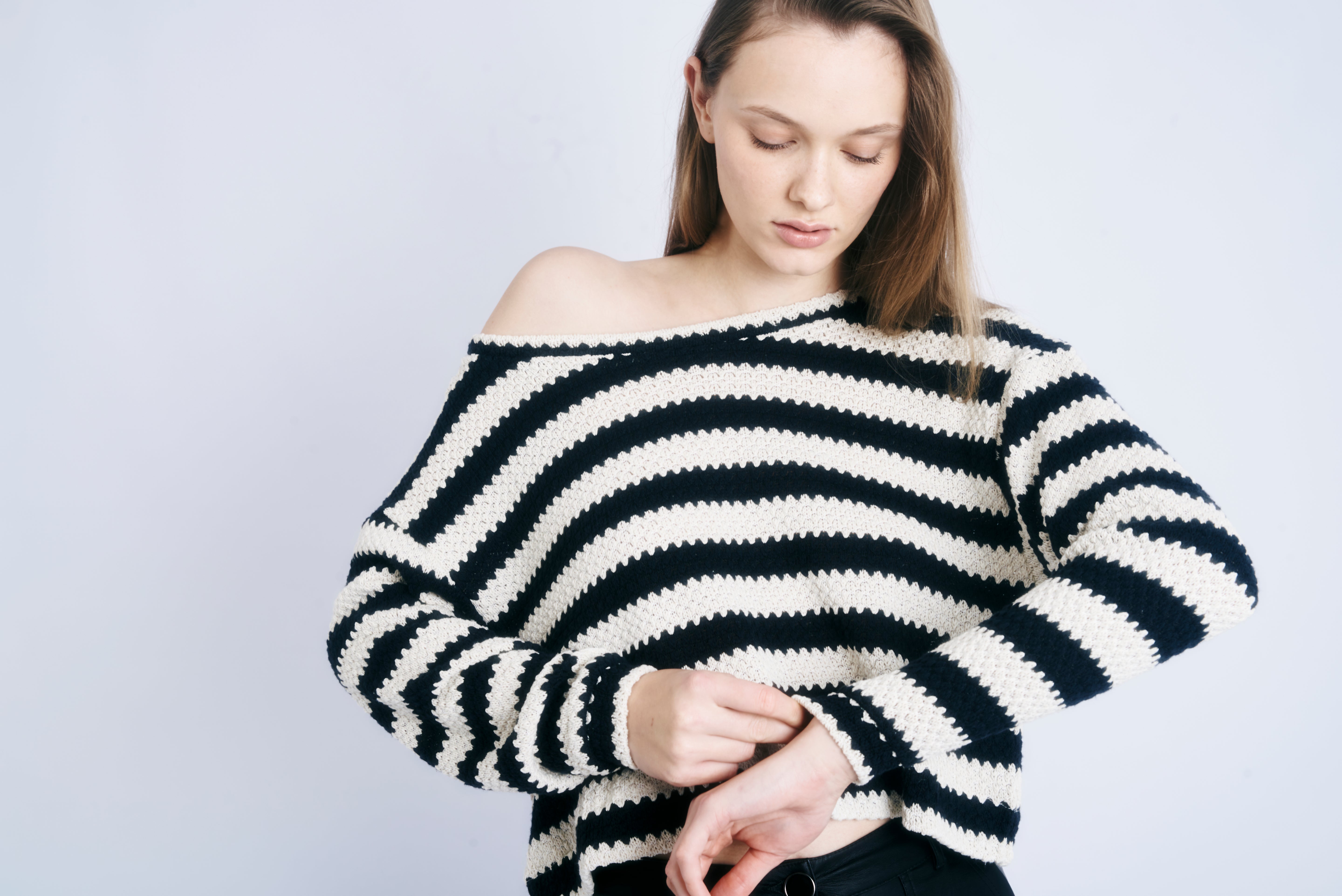 Blusa Laura em Malha Listrada Vermelho e Branco