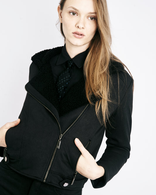 Black Reversible Shearling Jacket Alexia