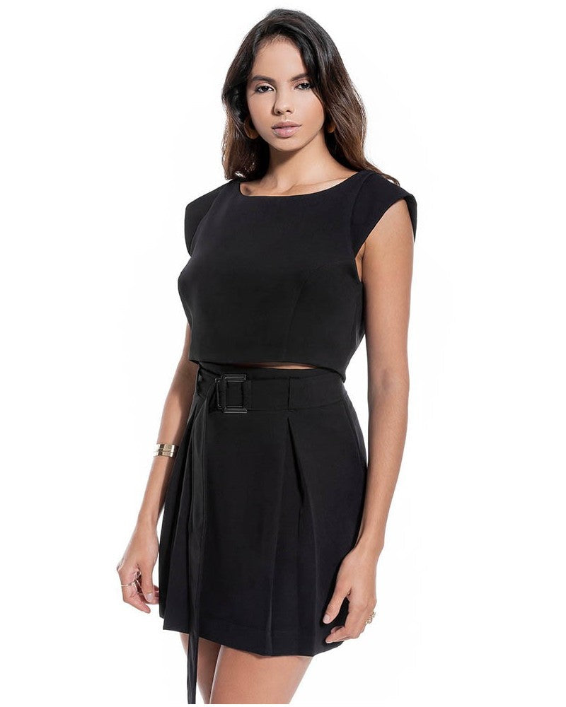 Mini Saia E Blusa Preta Lilian