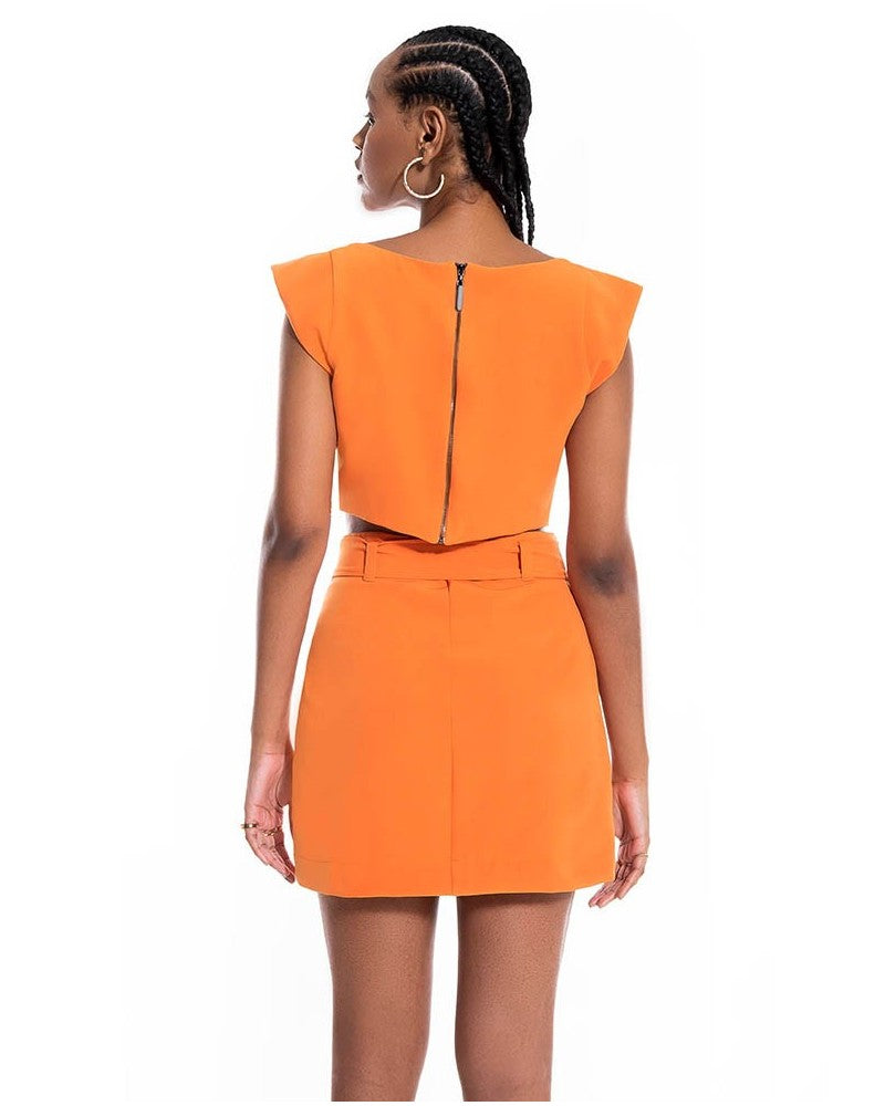 Orange Mini Skirt And Blouse Erika