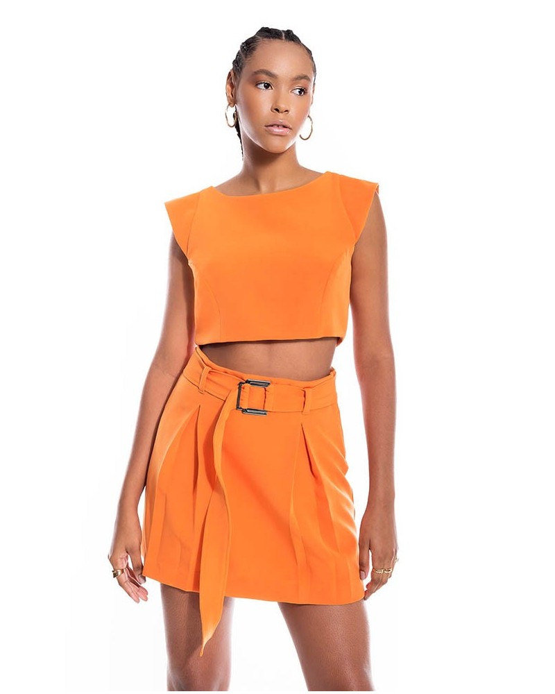 Orange Mini Skirt And Blouse Erika